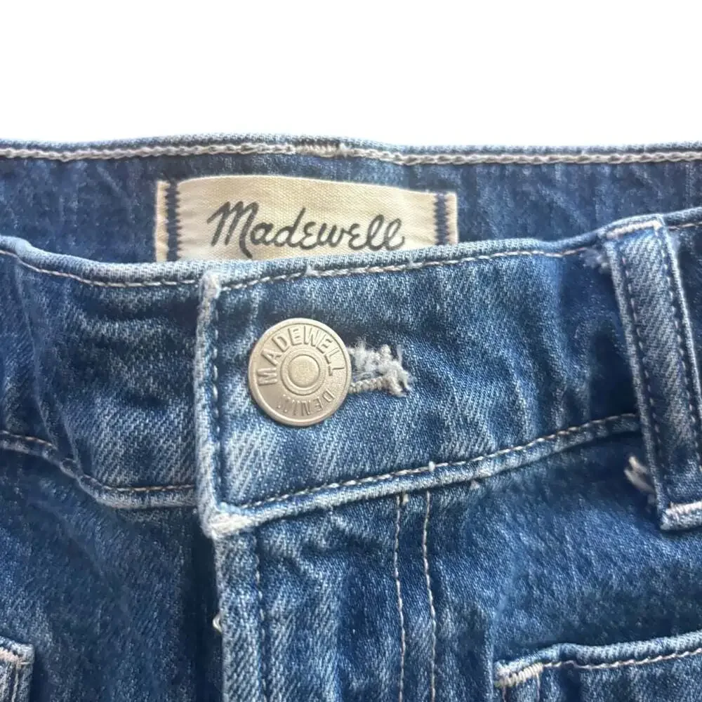 Madewell High-Rise Sailor Short Women 25 XS Blue Denim Patch Pocket Cuffed
